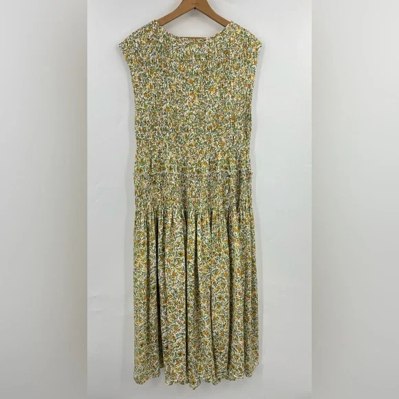 NWT J Crew XL Maude dress floral vines 0948 green yellow viscose maxi